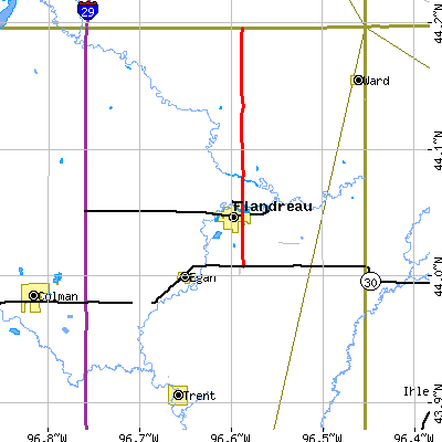 Zip code 57028 close-up map