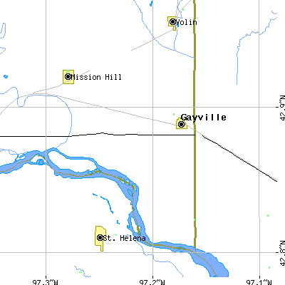 Zip code 57031 close-up map