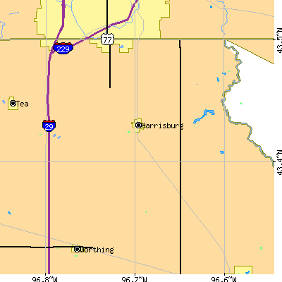 Zip code 57032 close-up map