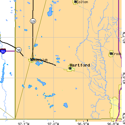 Zip code 57033 close-up map