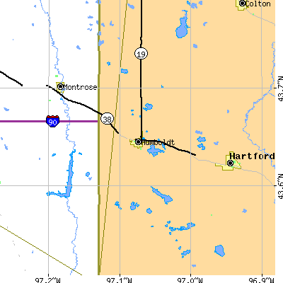 Zip code 57035 close-up map
