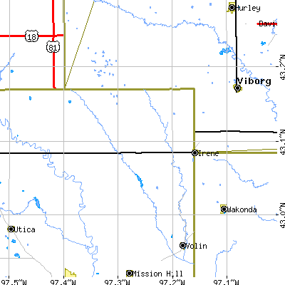 Zip code 57037 close-up map