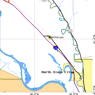 Zip code 57038 close-up map