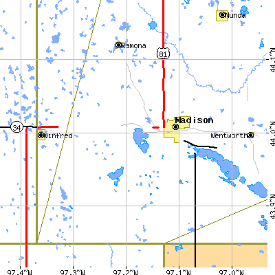 Zip code 57042 close-up map