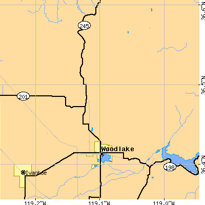 Zip code 93286 close-up map