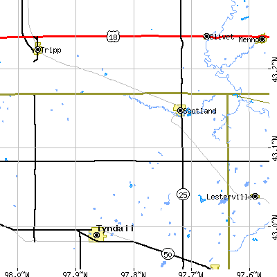 Zip code 57059 close-up map