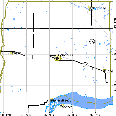 Zip code 57066 close-up map