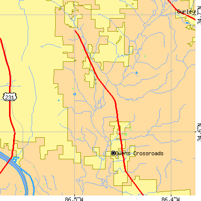 Zip code 35763 close-up map