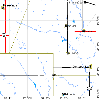 Zip code 57070 close-up map