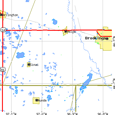 Zip code 57071 close-up map