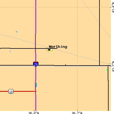 Zip code 57077 close-up map