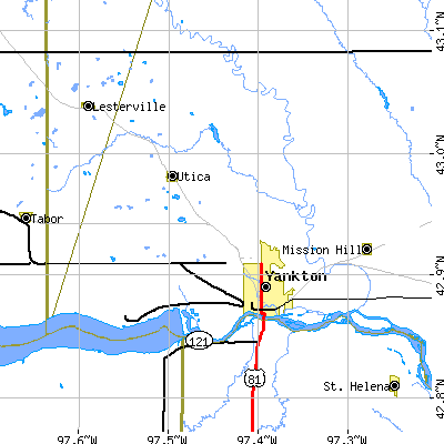 Zip code 57078 close-up map