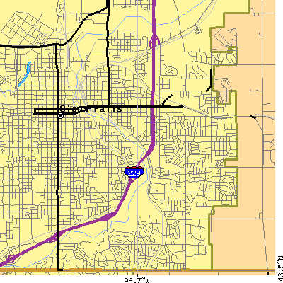 Zip code 57103 close-up map