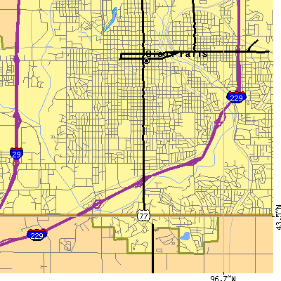 Zip code 57105 close-up map