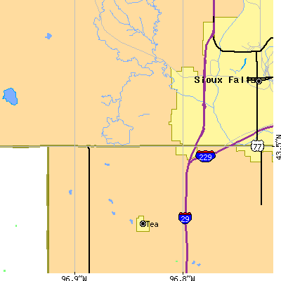 Zip code 57106 close-up map
