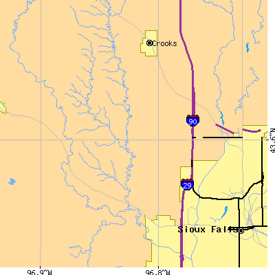 Zip code 57107 close-up map