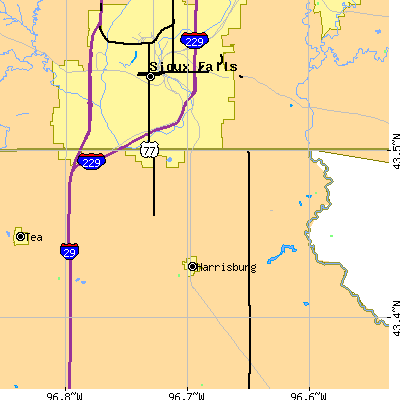 Zip code 57108 close-up map