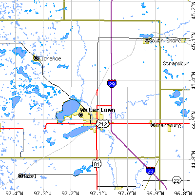 Zip code 57201 close-up map
