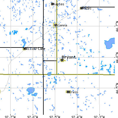 Zip code 57221 close-up map