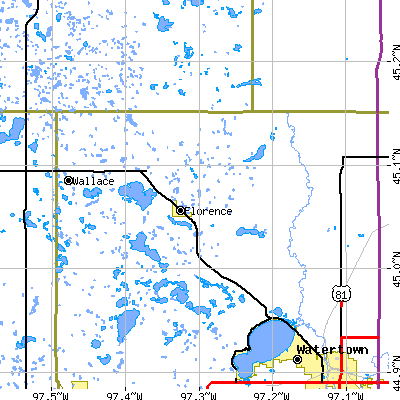 Zip code 57235 close-up map