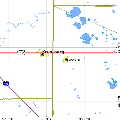 Zip code 57238 close-up map