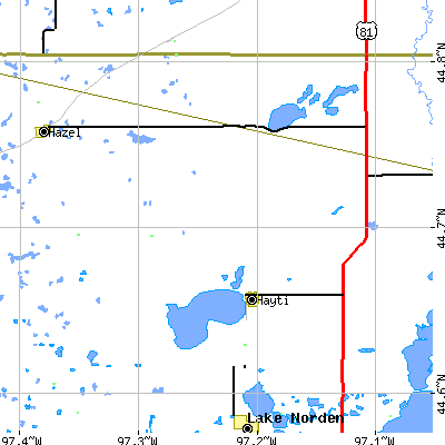 Zip code 57241 close-up map