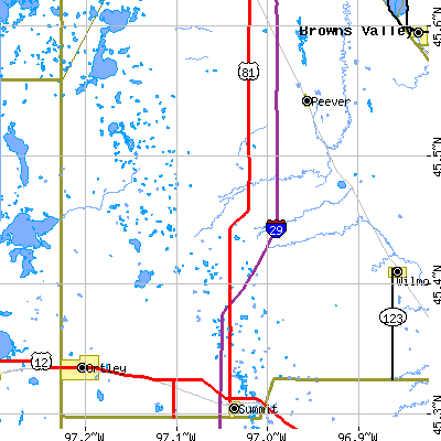 Zip code 57257 close-up map