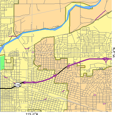 Zip code 93305 close-up map