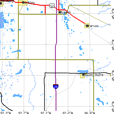 Zip code 57263 close-up map