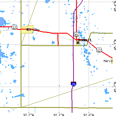 Zip code 57266 close-up map
