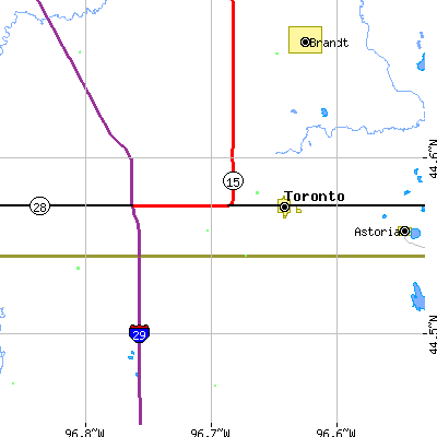 Zip code 57268 close-up map