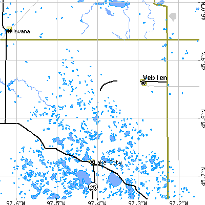 Zip code 57270 close-up map