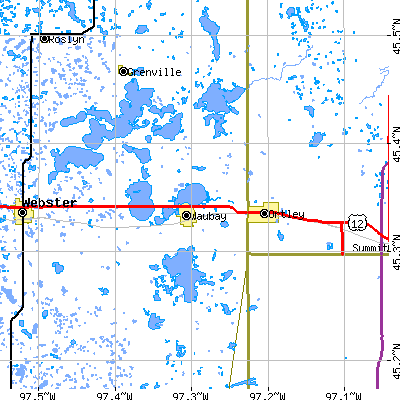 Zip code 57273 close-up map