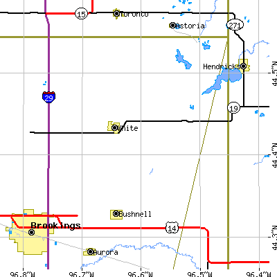 Zip code 57276 close-up map