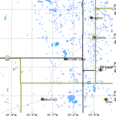 Zip code 57278 close-up map