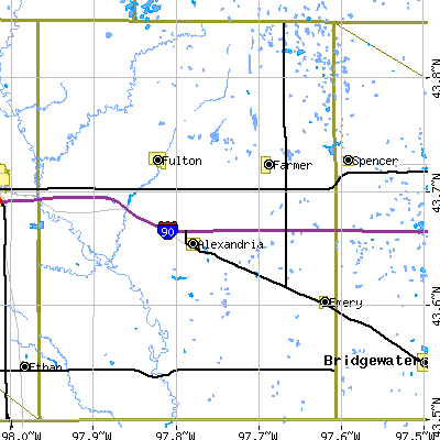 Zip code 57311 close-up map