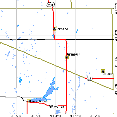 Zip code 57313 close-up map