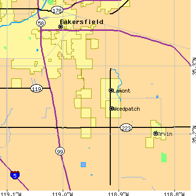 Zip code 93307 close-up map