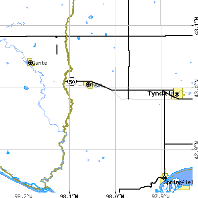 Zip code 57315 close-up map