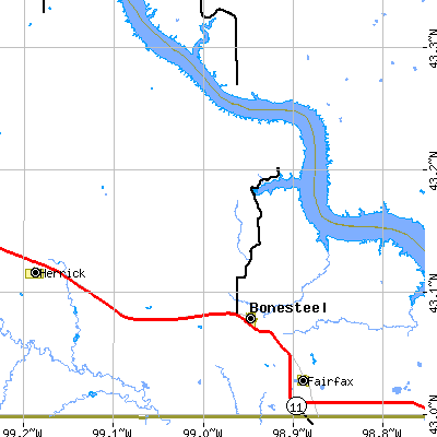 Zip code 57317 close-up map