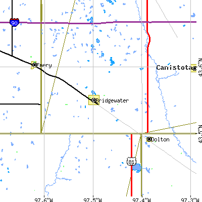 Zip code 57319 close-up map