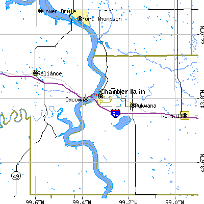 Zip code 57325 close-up map