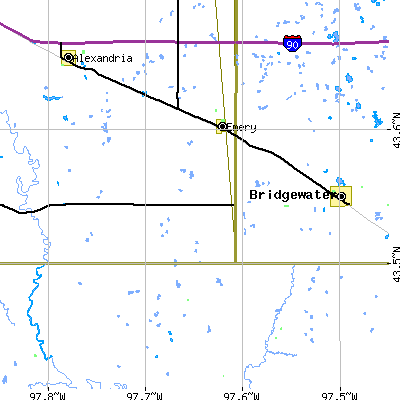 Zip code 57332 close-up map