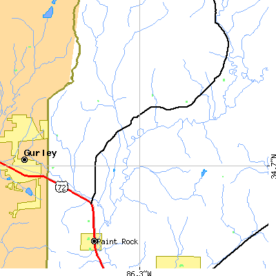Zip code 35764 close-up map