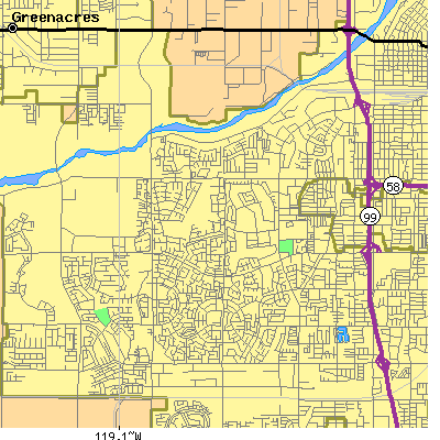 Zip code 93309 close-up map
