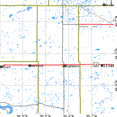 Zip code 57345 close-up map