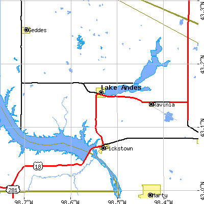 Zip code 57356 close-up map