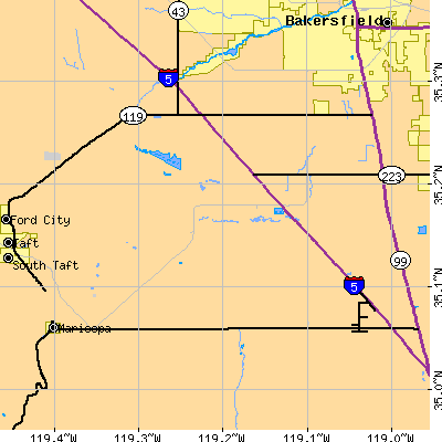 Zip code 93311 close-up map