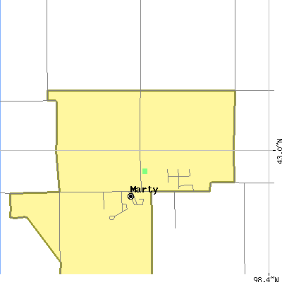 Zip code 57361 close-up map