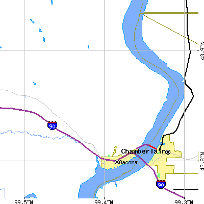 Zip code 57365 close-up map